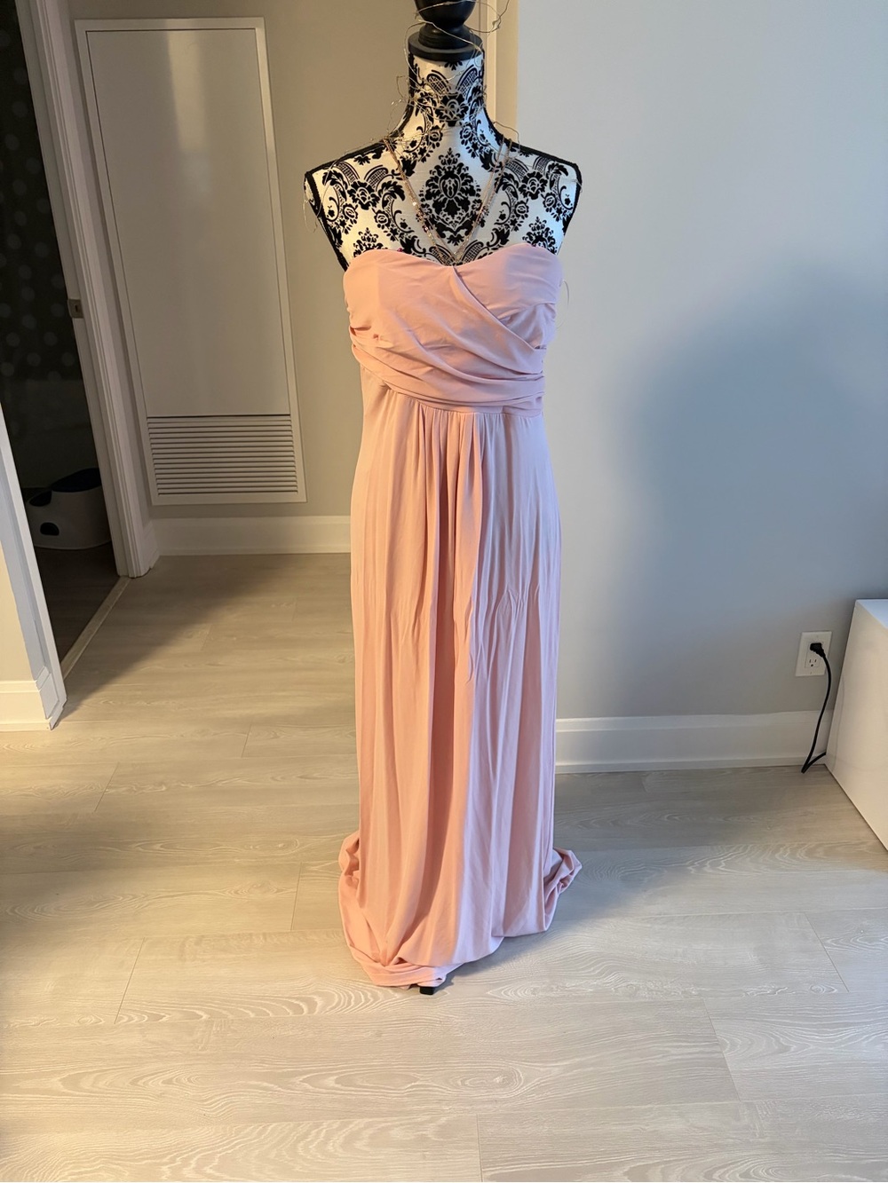 Mango Strapless Pink Ruched Maxi Dress